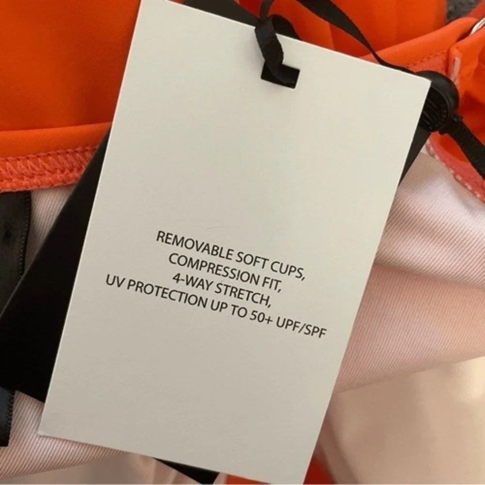 DKNY Womens Orange Ruffle V-Neck Ruched One Piece Swimsuit Size 10 NEW - Picture 6 of 6